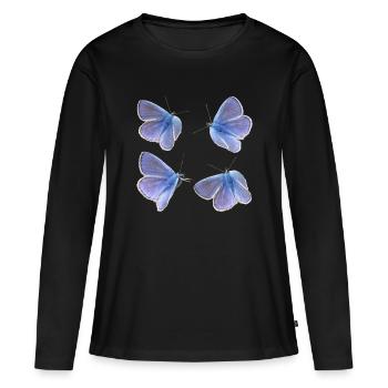 vier Bläulinge - Frauen Premium Bio Langarmshirt - Schwarz - Vorne - Julia (174cm)