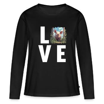 Cochon Cochon - T-shirt manches longues Premium bio Femme - noir - Devant - Julia (174cm)