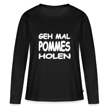 Pommes - Frauen Premium Bio Langarmshirt - Schwarz - Vorne - Julia (174cm)