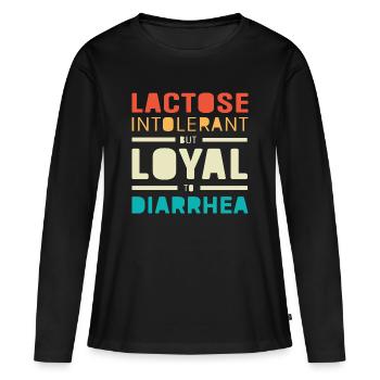 Allergie au lait Intolérance au lactose Flatulence - T-shirt manches longues Premium bio Femme - noir - Devant - Julia (174cm)