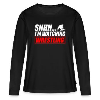 Je regarde catching wrestling drôle, catcheur - T-shirt manches longues Premium bio Femme - noir - Devant - Julia (174cm)