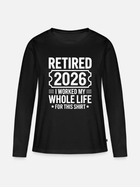 Ruhestand 2026 Shirt Motto - Frauen Premium Bio Langarmshirt - Schwarz