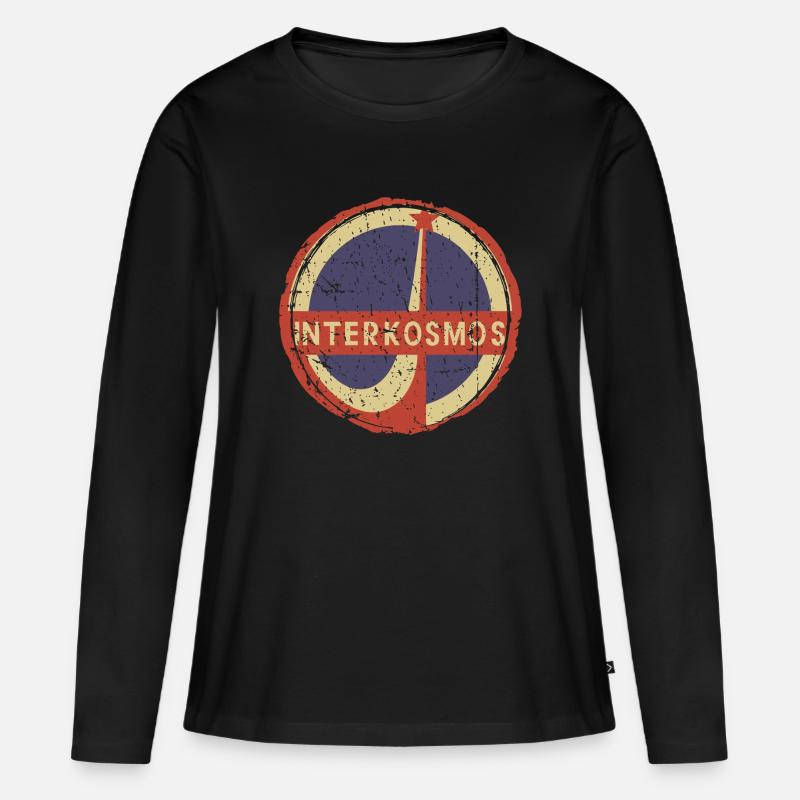 Interkosmos DDR Retro Circle Emblem - Frauen Premium Bio Langarmshirt - Schwarz