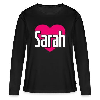 J’aime Sarah Pink Heart J’aime Sarah - T-shirt manches longues Premium bio Femme - noir - Devant - Julia (174cm)