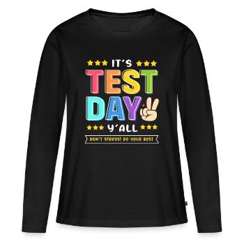 Examen d’enseignant - T-shirt manches longues Premium bio Femme - noir - Devant - Julia (174cm)