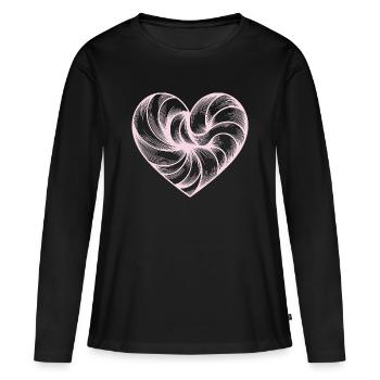 Pastellherz Swirl Kunst - Frauen Premium Bio Langarmshirt - Schwarz - Vorne - Julia (174cm)
