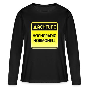 HORMONES DE L’ATTENTION MÉNOPAUSE - T-shirt manches longues Premium bio Femme - noir - Devant - Julia (174cm)