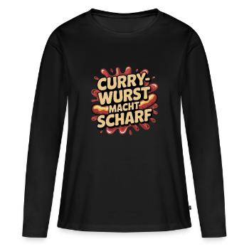Le currywurst vous rend piquant – un discours humoristique pour désigner - T-shirt manches longues Premium bio Femme - noir - Devant - Julia (174cm)