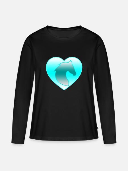 Pferde - Frauen Premium Bio Langarmshirt - Schwarz