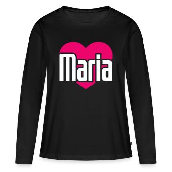 J’aime Maria Coeur rose J’aime Maria - T-shirt manches longues Premium bio Femme - noir - Devant - Julia (174cm)