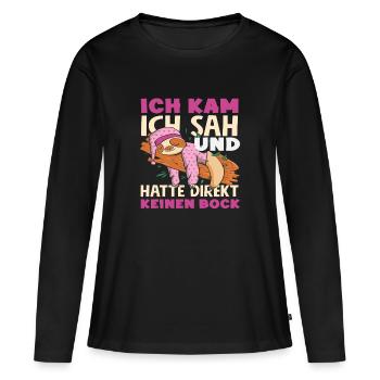 Drôle de paresseux sans motivation - T-shirt manches longues Premium bio Femme - noir - Devant - Julia (174cm)