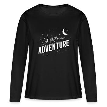 Vanlife - - Entamons une nouvelle aventure - T-shirt manches longues Premium bio Femme - noir - Devant - Julia (174cm)