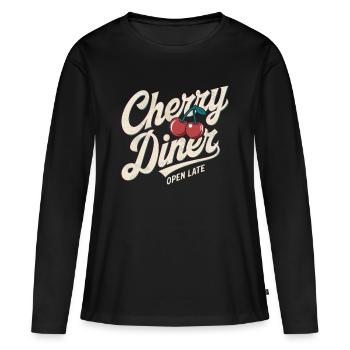Dîner rétro - T-shirt manches longues Premium bio Femme - noir - Devant - Julia (174cm)