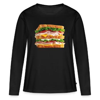 Sandwich - T-shirt manches longues Premium bio Femme - noir - Devant - Julia (174cm)