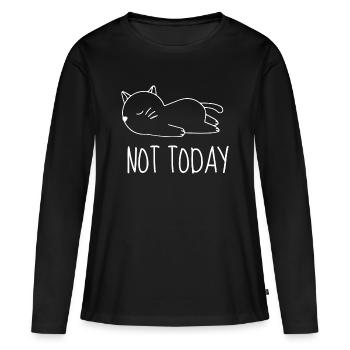 Not today chat humour  - T-shirt manches longues Premium bio Femme - noir - Devant - Julia (174cm)
