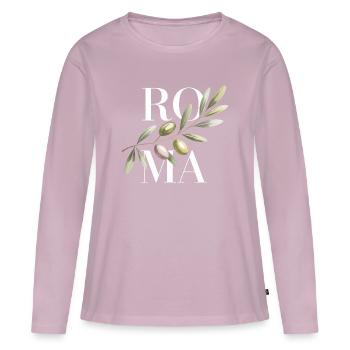 ROMA – Olive Branch - Frauen Premium Bio Langarmshirt - Altrosa - Vorne - Julia (174cm)