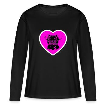 Bouledogue - T-shirt manches longues Premium bio Femme - noir - Devant - Julia (174cm)