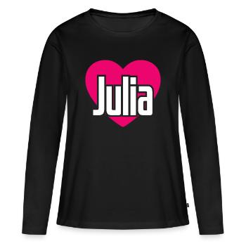 J’aime Julia Coeur rose J’aime Julia - T-shirt manches longues Premium bio Femme - noir - Devant - Julia (174cm)