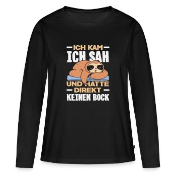 Drôle de paresseux sans motivation - T-shirt manches longues Premium bio Femme - noir - Devant - Julia (174cm)