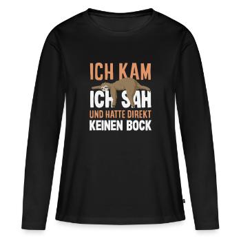 Drôle de paresseux sans motivation - T-shirt manches longues Premium bio Femme - noir - Devant - Julia (174cm)