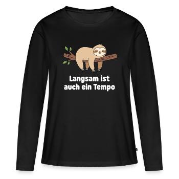 Conception du tempo du paresseux lent - T-shirt manches longues Premium bio Femme - noir - Devant - Julia (174cm)