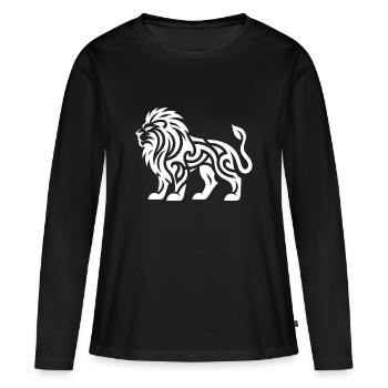 Lion avec un tatouage en crinière sauvage - T-shirt manches longues Premium bio Femme - noir - Devant - Julia (174cm)