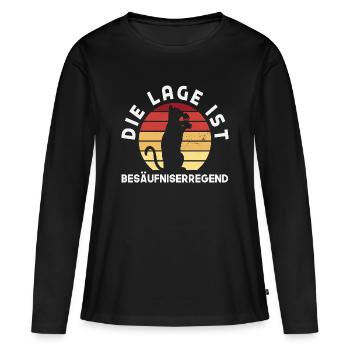 La situation est ivre, chat - T-shirt manches longues Premium bio Femme - noir - Devant - Julia (174cm)