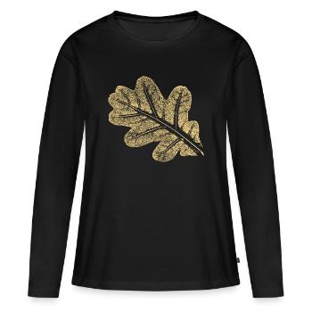 Feuilles - Chêne / Botanique & Nature - T-shirt manches longues Premium bio Femme - noir - Devant - Julia (174cm)