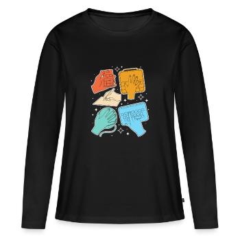 SLP Langue des Signes AAC Communication - T-shirt manches longues Premium bio Femme - noir - Devant - Julia (174cm)