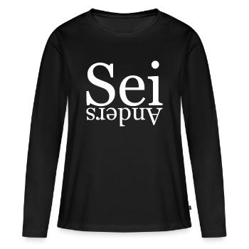 Être différent - T-shirt manches longues Premium bio Femme - noir - Devant - Julia (174cm)