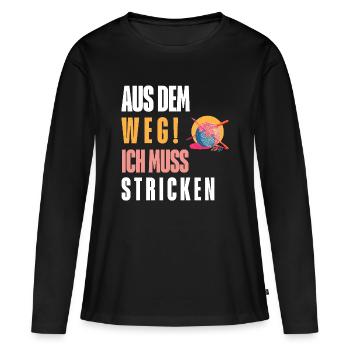 Laissez-moi passer : je dois tricoter !  Personnalisable - T-shirt manches longues Premium bio Femme - noir - Devant - Julia (174cm)