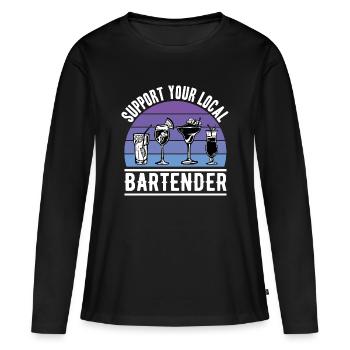 Barman offre Adieu Gastronomie - T-shirt manches longues Premium bio Femme - noir - Devant - Julia (174cm)