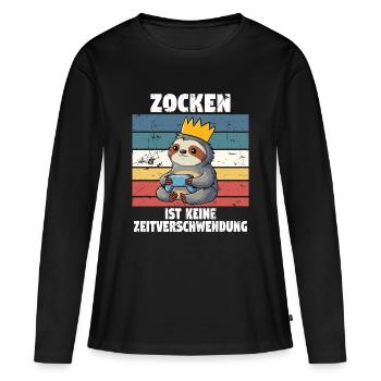 Jeux d’argent et jeux - T-shirt manches longues Premium bio Femme - noir - Devant - Julia (174cm)
