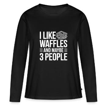 J’aime les gaufres et peut-être trois personnes - T-shirt manches longues Premium bio Femme - noir - Devant - Julia (174cm)