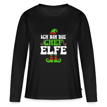 Je suis le chef elfe - T-shirt manches longues Premium bio Femme - noir - Devant - Julia (174cm)
