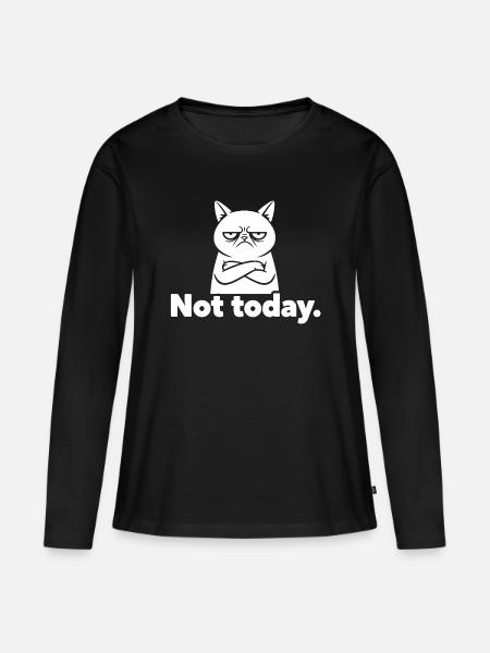 Grimmige Katze Not Today Meme - Frauen Premium Bio Langarmshirt - Schwarz