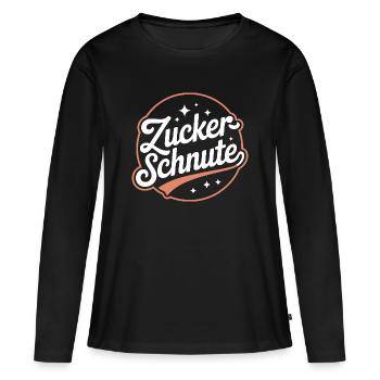 Museau sucré Dent sucrée Chocolat Sucre Museau - T-shirt manches longues Premium bio Femme - noir - Devant - Julia (174cm)
