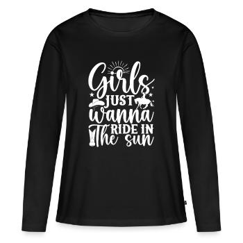 Horseback Riding Girls Just want to Ride Horse Rider - Women's Premium Organic Long Sleeve Shirt - black - Front - Julia (174cm)