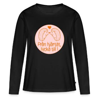 Du fond du cœur, bonne chance - T-shirt manches longues Premium bio Femme - noir - Devant - Julia (174cm)