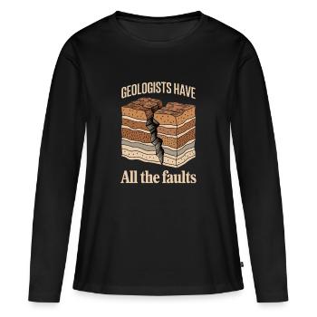 Les géologues ont toutes les failles, géologie étrange - T-shirt manches longues Premium bio Femme - noir - Devant - Julia (174cm)