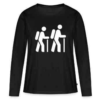 Randonneur, pèlerin, touriste, itinéraire de pèlerinage - T-shirt manches longues Premium bio Femme - noir - Devant - Julia (174cm)