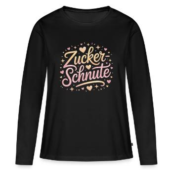 Museau sucré Dent sucrée Chocolat Sucre Museau - T-shirt manches longues Premium bio Femme - noir - Devant - Julia (174cm)