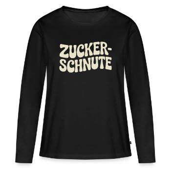 Museau sucré Dent sucrée Chocolat Sucre Museau - T-shirt manches longues Premium bio Femme - noir - Devant - Julia (174cm)