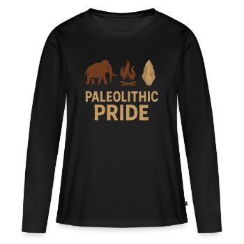 Outils préhistoriques en pierre d’Homo - T-shirt manches longues Premium bio Femme - noir - Devant - Julia (174cm)