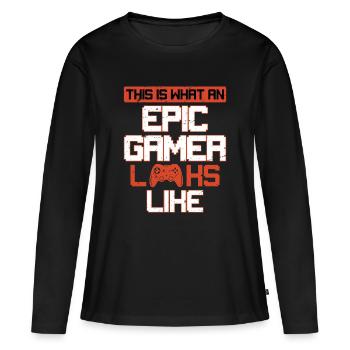 This Is What An Epic Gamer Looks Like Console  - Frauen Premium Bio Langarmshirt - Schwarz - Vorne - Julia (174cm)