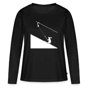 Haseklettern am Seil - Frauen Premium Bio Langarmshirt - Schwarz - Vorne - Julia (174cm)