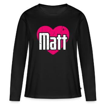 J’aime Matt Pink Heart J’aime Matt - T-shirt manches longues Premium bio Femme - noir - Devant - Julia (174cm)