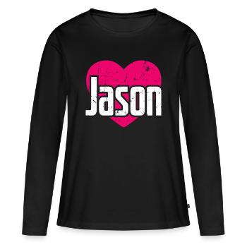 J’aime Jason Pink Heart J’aime Jason - T-shirt manches longues Premium bio Femme - noir - Devant - Julia (174cm)