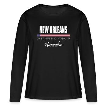 Nouvelle-Orléans - T-shirt manches longues Premium bio Femme - noir - Devant - Julia (174cm)