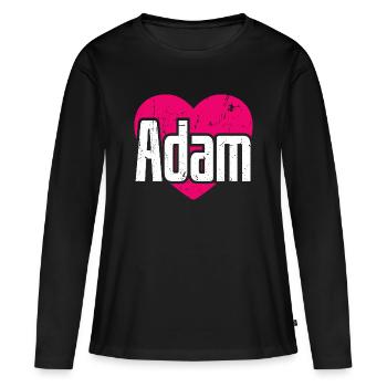 J’aime Adam Coeur Rose J’aime Adam - T-shirt manches longues Premium bio Femme - noir - Devant - Julia (174cm)